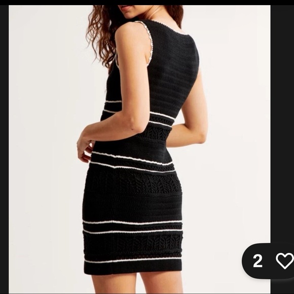 Abercrombie & Fitch Black White Crochet Style V Neck M - Picture 2 of 7